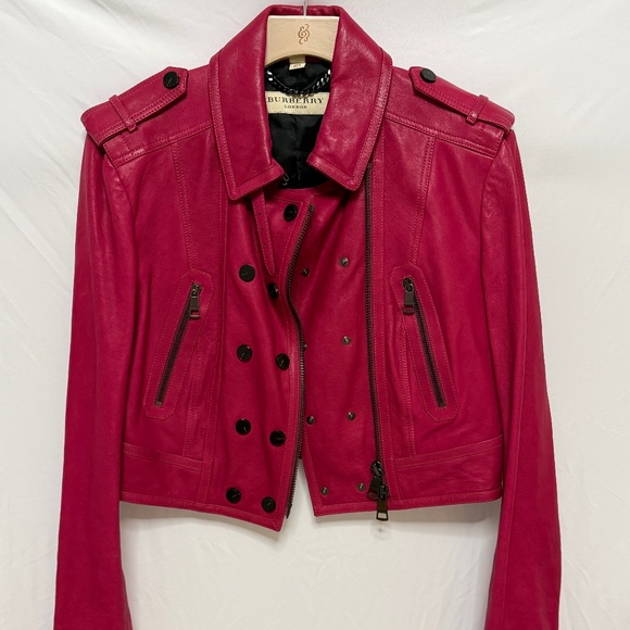 100% authentic Burberry London Women’s lambskin leather Moto jacket US 10/ UK 12 - Picture 1 of 5